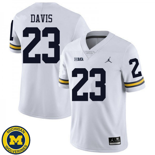 Men University of Michigan #23 Jared Davis White Jordan Brand College Game Jersey